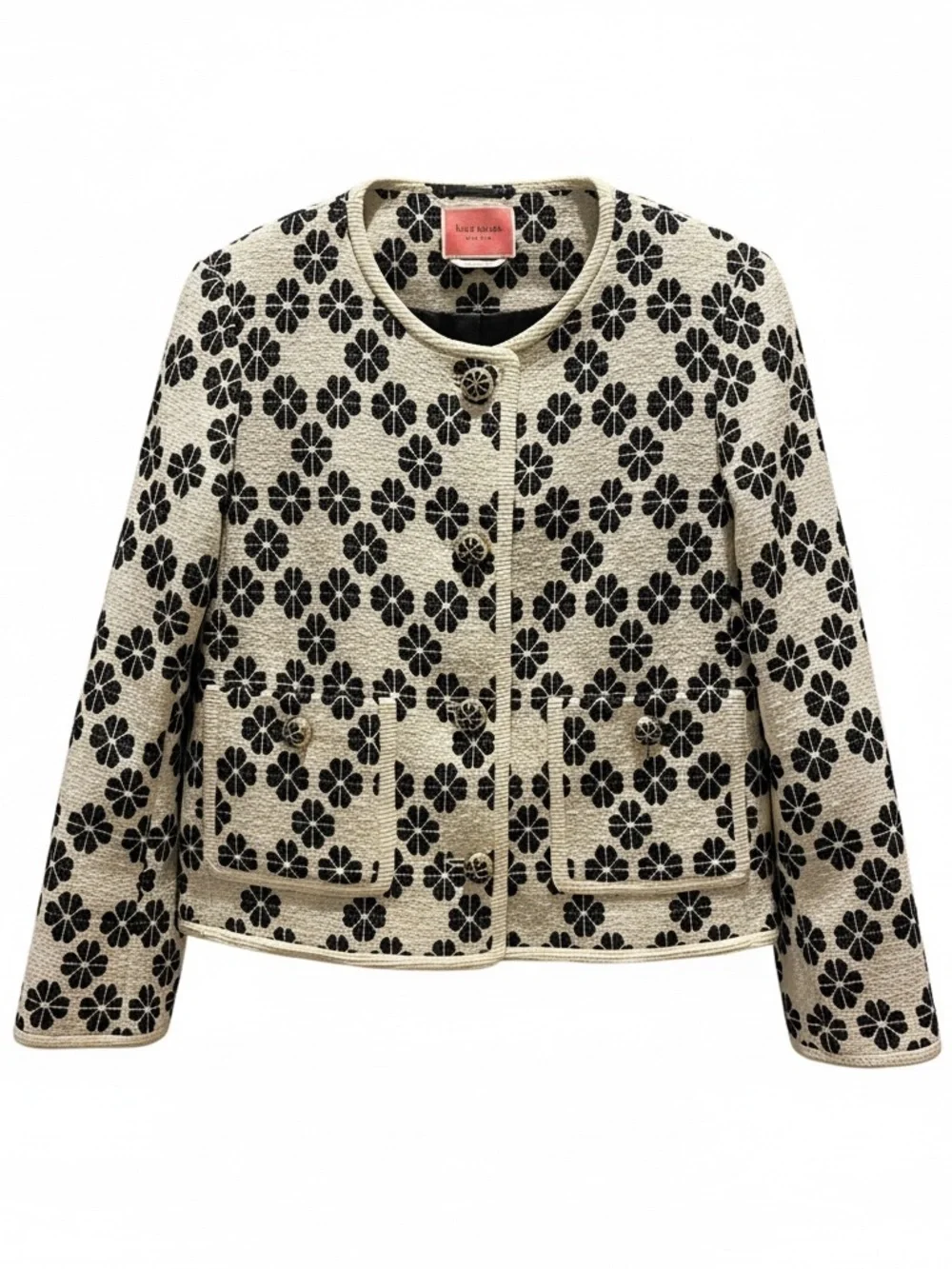 Kate Spade Black & Cream Floral Tweed Jacket